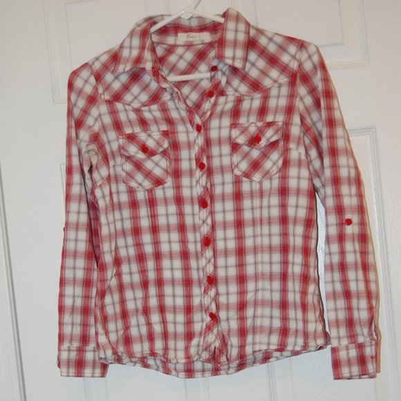 XAI 100% Cotton Women's Western Style Red Plaid Shirt Size SP - Picture 3 of 10